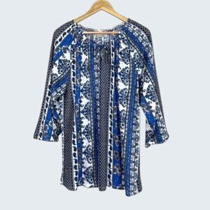 BEHIND THE SEAMS PAISLEY PRINT BOHO PEASANT TUNIC